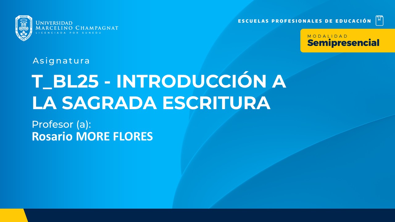 T_BL25 - INTRODUCCIÓN A LA SAGRADA ESCRITURA