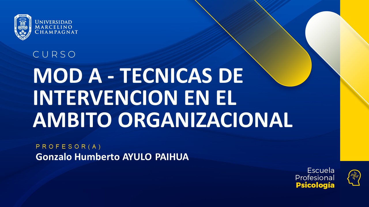 MOD A - TÉCNICAS DE INTERVENCIÓN EN EL ÁMBITO ORGANIZACIONAL