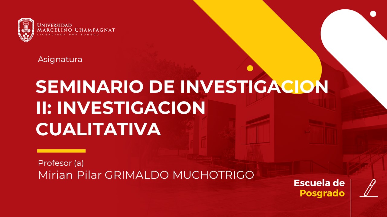 SEMINARIO DE INVESTIGACION II: INVESTIGACION CUALITATIVA